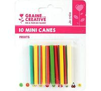 GRAINE CREATIVE 10 Mini Canes pâte polymère à trancher 5 x 0,5 cm - Fruits