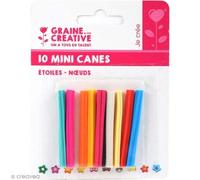 Graine Créative 10 Mini Canes pâte polymère à trancher 5 x 0,5 cm - Nœuds & étoiles