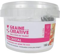 GRAINE CREATIVE 133400 Gel Cristal Pot/2 mèches Cire Transparent 9 x 9 x 7 cm