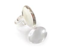 GRAINE CREATIVE Bague Ovale 25X18mm Argent + Cabochon
