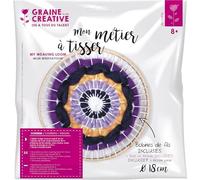 GRAINE CREATIVE Coffret mon Métier à tisser Ø 18 cm + Fil blanc + 4 bobines colorées