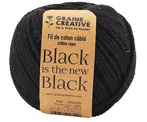 Graine Créative Coton pour macramé ø 2,5 mm x 80 m - Noir