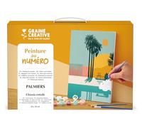 GRAINE CREATIVE Kit Peinture par Numéro Adulte - Motif Palmiers - Châssis Toile 20x30 cm - 12 Dosettes de Peinture et 3 Pinceaux Inclus - Art Thérapie