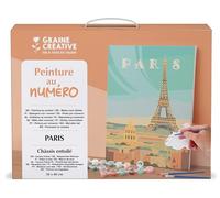 GRAINE CREATIVE Kit Peinture par Numéro Adulte - Motif Ville De Paris - Châssis Toile 30x40 cm - 11 Dosettes de Peinture et 3 Pinceaux Inclus - Art Thérapie