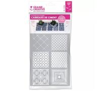 Graine Créative - Pochoir silkscreen pour pâte polymère Carreaux ciment