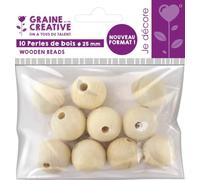 GRAINE CREATIVE Sachet 10 Perles De Bois Ø 25 mm