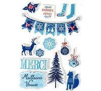 Graine Créative - Stickers Décorations Adhésives 3D - Noël Hiver Bleu Givré Bleu G
