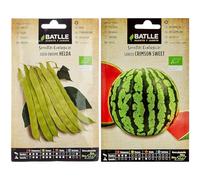 Graines Bio de Batlle - Haricots à rames Helda (28-70 graines) & Graines Bio de Batlle - Pastèque Crimson Sweet (2,73g)