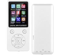 GRAINES CREATIVES BY PWLecteur De Musique Mp3 Mp4 Portable, Mini Radio Ultra-Mince Bluetooth/Enregistrement/Vidéo/E-Book De Musique Étudiant Topwatch Avec Bouton Tactique À Huit Diagrammes (Blanc)