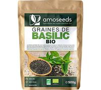Graines de Basilic Bio 500G | Exclusivité Française | Satiété, Digestion, Détox, Peau | Similaires aux Graines de Chia | Qualité Supérieure