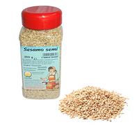 Graines de sésame, 350 g, dans un distributeur pour décoration de produits de four, gâteaux et salés.