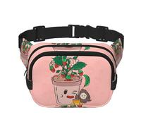 Graines de tournesol et fraises Sac banane carré double couche avec sangle réglable pour activités de plein air, noir, taille unique, Noir , Taille unique
