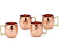 GRAINEX ENGINEER Lot de 4 tasses à bière en cuivre pur martelé Moscow Mule, idéal pour les fêtes, 60 ml, cadeau de qualité supérieure