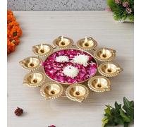 Grainex Lot de 2 bols décoratifs en forme de fleur de Diya pour la maison fabriqués à la main pour fleurs flottantes et Diya | Bureau Urli Diya, décoration d'intérieur | Articles pour décoration de