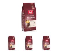 Grains de café entiers, Melitta BellaCrema Intenso, 1 kg, non moulus, pour machine à café automatique, torréfaction forte, torréfiés en Allemagne, intensité 4. (Lot de 4)