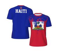 Grains du Drapeau D'Haïti Tee Shirt T-Shirts De Sport Moderne Homme T-Shirt Confortable Sportswear pour Gym Entraînement Sport XL