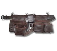 Graintex OD2222 : Ceinture à outils 10 poches en cuir tanné à l’huile de qualité supérieure avec ceinture en cuir de 5 cm pour constructeurs, électriciens, plombiers, bricoleurs.