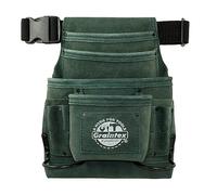 Graintex SS2450 : 10 Poches pour Clous et Outils en Daim Vert Chasseur avec Ceinture de 5,1 cm pour constructeurs, électriciens, plombiers, bricoleurs