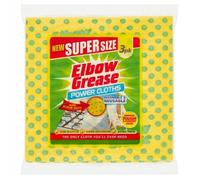 Graisse de Coude Power Clean Lot de 3 Chiffons Multi-Usages 36x35 cm - Réutilisables et Lavables - Idéal pour Toutes Surfaces