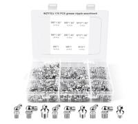 Graisseur A Visser, 170 Pcs Assortiment de Graisseurs, Filetés de Graissage, Kit D'assortiment de Graisseurs et Coudé 45°/90° pour Équipement, Mécanique, Voitures, Bateaux, Tracteurs