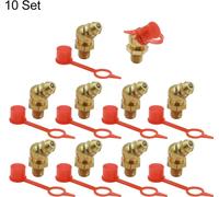 Graisseur M6x1 Coudé 45 Degrés Raccord Nipple Graisseur Laiton avec Capuchon Anti-poussière 10set