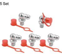 Graisseur M6x1 Coudé 90° Placage Fer-Zinc Raccord Embout Graissage avec Bouchon Anti-poussière Voiture 5set