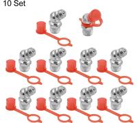 Graisseur M8x1 Coudé 45° Raccord Nipple Graisseur Placage Fer-Zinc avec Capuchon Anti-poussière pour Voiture 10set