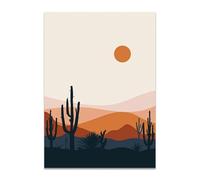 Graiting Affiche Abstraite Soleil Et Lune, Peinture sur Toile Arc-en-Ciel, Art Moderne Imprimé, Image Murale Géométrique for Salon, 1 Pièce(04,21x30cm No Frame)
