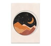 Graiting Affiche Abstraite Soleil Et Lune, Peinture sur Toile Arc-en-Ciel, Art Moderne Imprimé, Image Murale Géométrique for Salon, 1 Pièce(01,50x70cm No Frame)
