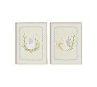 Graiting Affiche d'art Mural, 2 Pièces, Imprimé Animal d'oie Idiote, Peinture sur Toile De Style Pastoral Floral, Décor Chambre À Coucher, Cadeau Salle(30x45cm unframe)