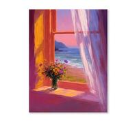 Graiting Affiche d'art Mural, Poussez La Fenêtre for Voir Le Paysage, Paysages Naturels, Peinture À l'huile, Imprimés, Décoration De Maison for Chambre Coucher, 1 Pièce(08,21x30cm No Frame)