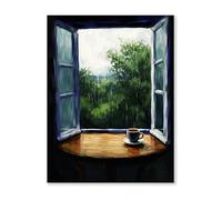 Graiting Affiche d'art Mural, Poussez La Fenêtre for Voir Le Paysage, Paysages Naturels, Peinture À l'huile, Imprimés, Décoration De Maison for Chambre Coucher, 1 Pièce(01,21x30cm No Frame)