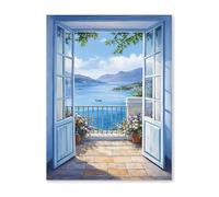Graiting Affiche d'art Mural, Poussez La Fenêtre for Voir Le Paysage, Paysages Naturels, Peinture À l'huile, Imprimés, Décoration De Maison for Chambre Coucher, 1 Pièce(09,21x30cm No Frame)
