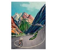 Graiting Affiche De Couple Cyclisme, 1 Pièce, Illustration Paysage Montagne, Peinture Sur Toile, Tableau Mural for Décoration Salon Et Maison(Xx-6,20x30cm)