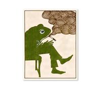 Graiting Affiche De Grenouille Qui Fume, Jambes Croisées, Impression d'art Mural, Peinture Décorative Humoristique, Décor Maison, Chambre À Coucher, Salon, 1 Pièce(40x50cm No Frame)
