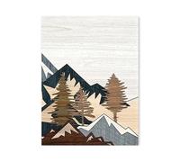 Graiting Affiche De Paysage Naturel, 3 Pièces, Peinture Artistique Montagnes Et Collines, Effet Panneau en Bois, Toile, Décoration Murale Salon Maison(03,40x50cm No Frame)