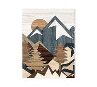 Graiting Affiche De Paysage Naturel, 3 Pièces, Peinture Artistique Montagnes Et Collines, Effet Panneau en Bois, Toile, Décoration Murale Salon Maison(02,30x40cm No Frame)