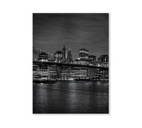 Graiting Affiche De Paysage Nocturne Ville en Noir Et Blanc, 1 Pièce, Pont d'horizon, Art Mural, Chambre À Coucher, Salon, Couloir, Décoration Maison(02,50x70cm No Frame)
