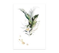 Graiting Affiche en Toile De Plante Aquarelle, Feuille d'art Botanique Imprimée, Peinture Minimaliste, Image Style, Décoration Salon, 1 Pièce(02,21x30cm No Frame)