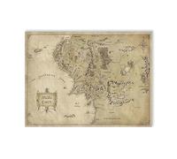 Graiting Affiche Imprimée De Carte du Monde en Détresse, Toile La Terre Milieu, Décoration Murale for Salle Classe, Salon, Maison, 1 Pièce(30x40cm No Frame)