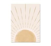 Graiting Affiches Et Imprimés d'art Mural Jaune Soleil Se Levant À L'horizon, Illustrations Naturelles Géométriques, Ligne du Milieu Siècle, 1 Pièce(02,40x50cm No Frame)