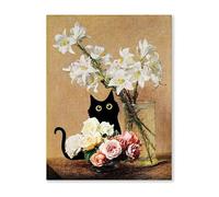 Graiting Affiches Murales De Chat Noir, Chefs-d'œuvre Artistiques, Peintures Décoratives Imprimées sur Toile, Décoration Maison for Chambre À Coucher Et Salon, 1 Pièce(07,40x60cm No Frame)