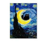 Graiting Affiches Murales De Chat Noir, Chefs-d'œuvre Artistiques, Peintures Décoratives Imprimées sur Toile, Décoration Maison for Chambre À Coucher Et Salon, 1 Pièce(02,40x60cm No Frame)