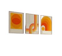Graiting Ensemble Imprimé Orange Et Bleu, 3 Pièces, Décoration Murale Abstraite, Toile, Affiche Cadeau, Simple(DA418-3pcs,40x60cm Unframe)