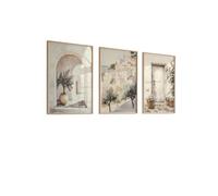 Graiting Impressions D'art Mural Côtier, Crème Claire, Décor, Beige Doux, for Chambre À Coucher, En Sourdine, 3 Pièces