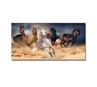 Graiting Peinture sur Toile Artistique avec Sept Chevaux Blancs en Cours D'exécution, Affiches Et Imprimés d'art, Tableau Mural for Salon, 1 Pièce(SY 18301,40x80 cm Unframed)