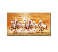 Graiting Peinture sur Toile Artistique avec Sept Chevaux Blancs en Cours D'exécution, Affiches Et Imprimés d'art, Tableau Mural for Salon, 1 Pièce(PC 1061,40x80 cm Unframed)