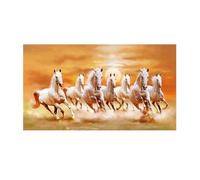 Graiting Peinture sur Toile Artistique avec Sept Chevaux Blancs en Cours D'exécution, Affiches Et Imprimés d'art, Tableau Mural for Salon, 1 Pièce(PC5616,60x100 cm Unframed)
