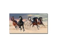 Graiting Peinture sur Toile Artistique avec Sept Chevaux Blancs en Cours D'exécution, Affiches Et Imprimés d'art, Tableau Mural for Salon, 1 Pièce(PA1613,50x100 cm Unframed)