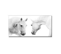 Graiting Peinture sur Toile Artistique avec Sept Chevaux Blancs en Cours D'exécution, Affiches Et Imprimés d'art, Tableau Mural for Salon, 1 Pièce(SY 18302,40x80 cm Unframed)